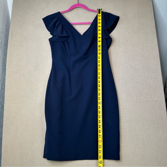 Donna Karan New York NWT Cap Sleeve Dress Above Knee Party Sheath Size 6 Blue - Picture 14 of 16